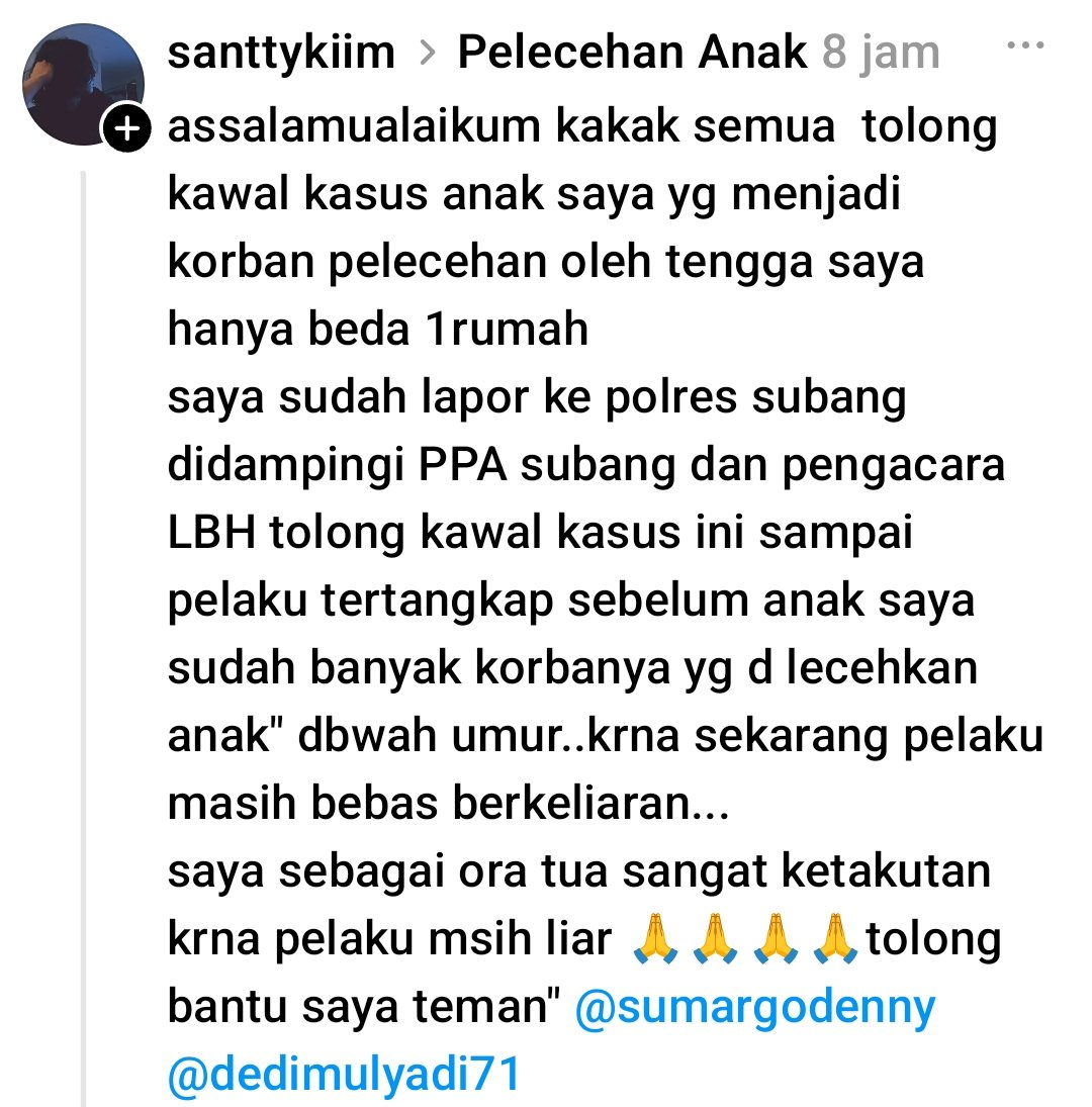 satriarafisky's tweet photo. TW // Pedofil ⚠️⚠️
pelaku tidak cukup hanya dipenjara, hukum Indonesia ini terlalu lemah, setelah dipenjara mereka akan terus mencari mangsa. Kalo di Arab mereka sudah pasti di hukum mati.

Kasian mbak nya nyari keadilan kemana lagi, udah lapor ke polres setempat belum ada tindakan apapun nangkep pelaku.