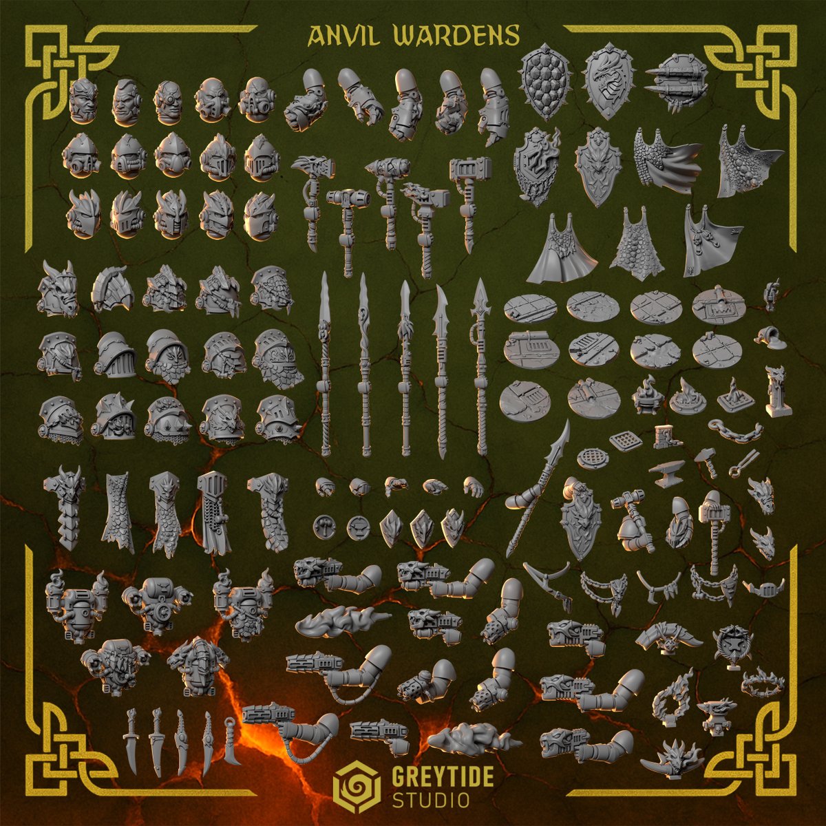 SchwartzReiter's tweet photo. New: the Anvil Wardens Everything Kit by GreyTide Studio. All of Anvil Wardens 1 + 2, 300+ dragon-hunter kitbash bits for 28/32mm space armour, hand-free versions included. Resin printed to order, $126.
https://t.co/wSKEctxb2i
#greytidestudio #kitbash #resinprint https://t.co/c0538y09bA
