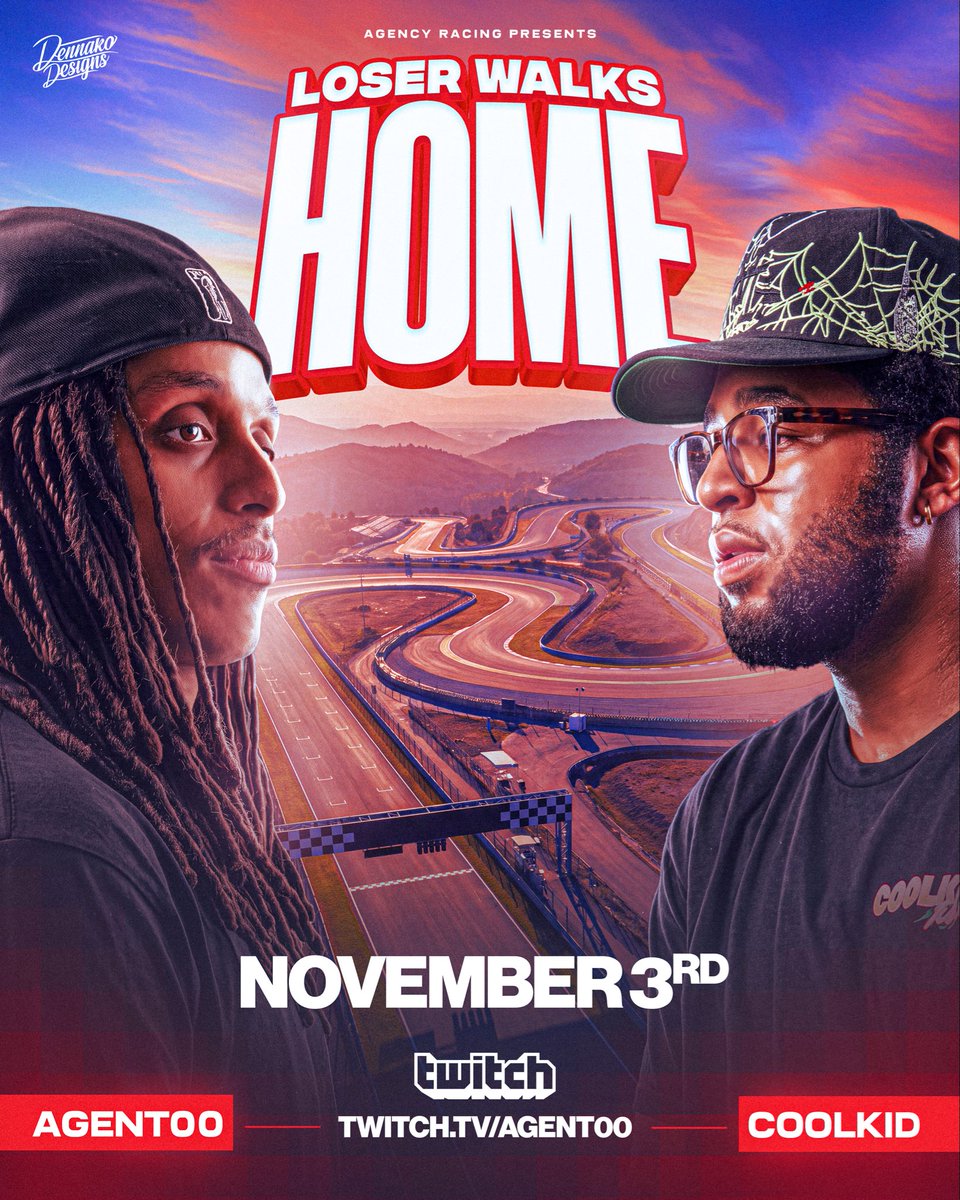 CallMeAgent00's tweet photo. LOSER WALKS HOME

A NEW RACING SERIES WHERE THE LOSER WALKS HOME, AND THE WINNER TAKES THE CAR.

AGENT VS COOLKID - EP 1

IF YOU WANT TO PUT UP YOUR CAR AND RACE IN FUTURE EPISODES HMU. 

NOV 3. https://t.co/mMeyTWFnSU