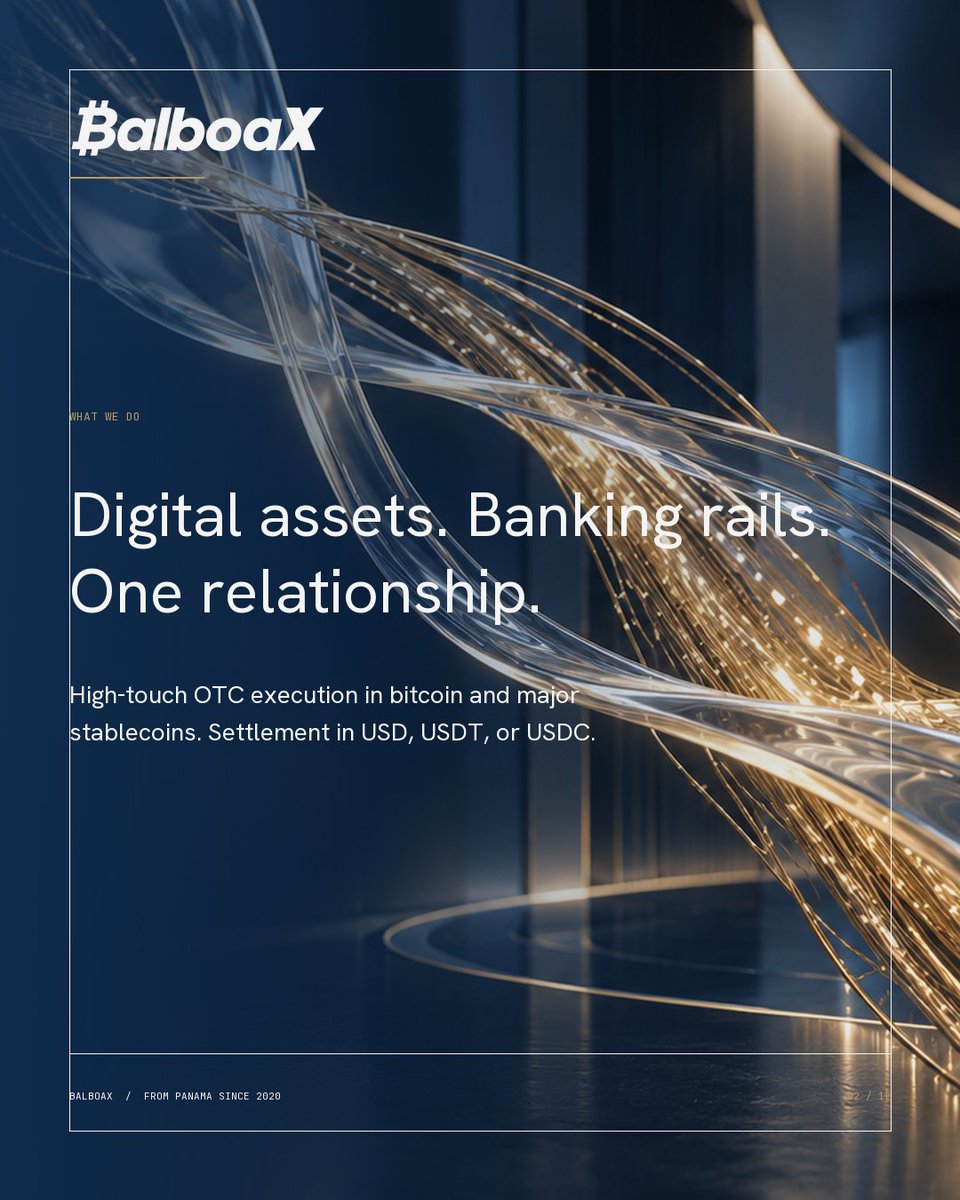 balboaexchange's tweet photo. High-touch OTC execution in bitcoin and major stablecoins, with settlement in USD, USDT or USDC. One relationship across digital assets and banking rails.

https://t.co/EaUIG3f7e0 https://t.co/ocZd2u7tGI