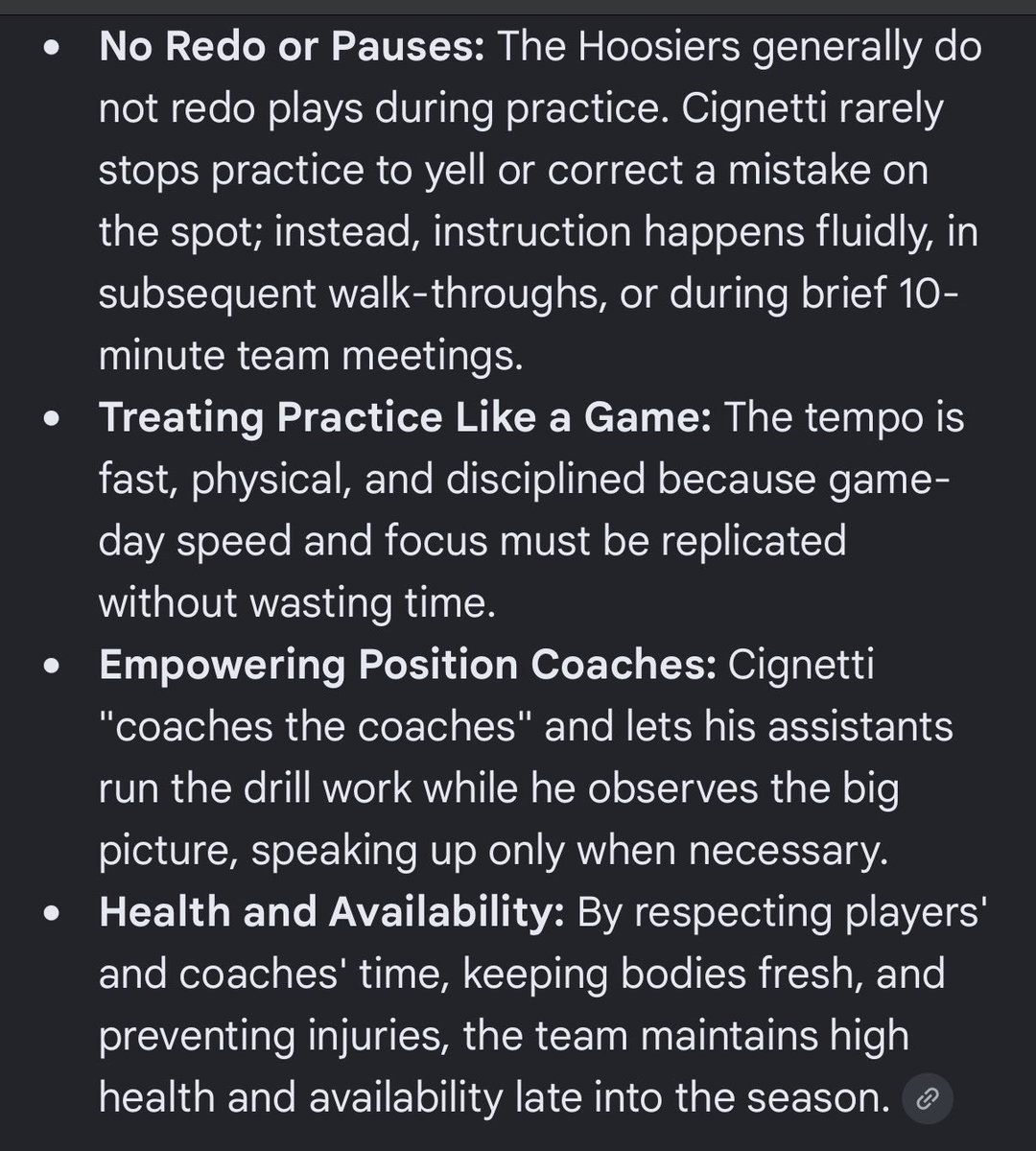 maizeandbluegal's tweet photo. If anyone is wondering why there are no injuries for Indiana..here is Cignetti’s practice philosophy!! https://t.co/ILIROXizoK