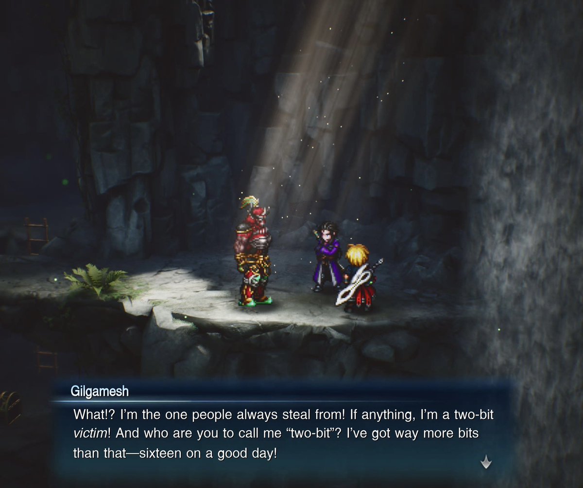 TurtleTime85's tweet photo. The folks at Square have turned Gilgamesh into one of my favorite characters.  I think this started in FF14, but perhaps he’s always been funny.  

The 16-bit line in Final Fantasy Resonance gave me a good chuckle. https://t.co/kZe0bFnFe7