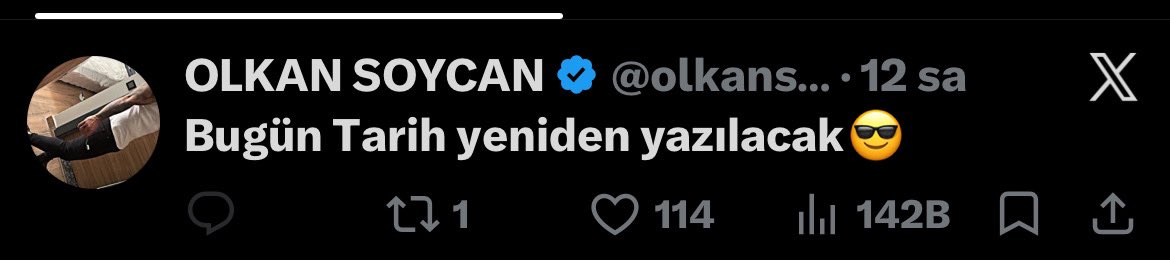 Bektikler's tweet photo. Bu gün tarihi yeniden yazılacak derken şaka yapmıyormuş olkan 😂@olkansoycan https://t.co/86tViUBlo0