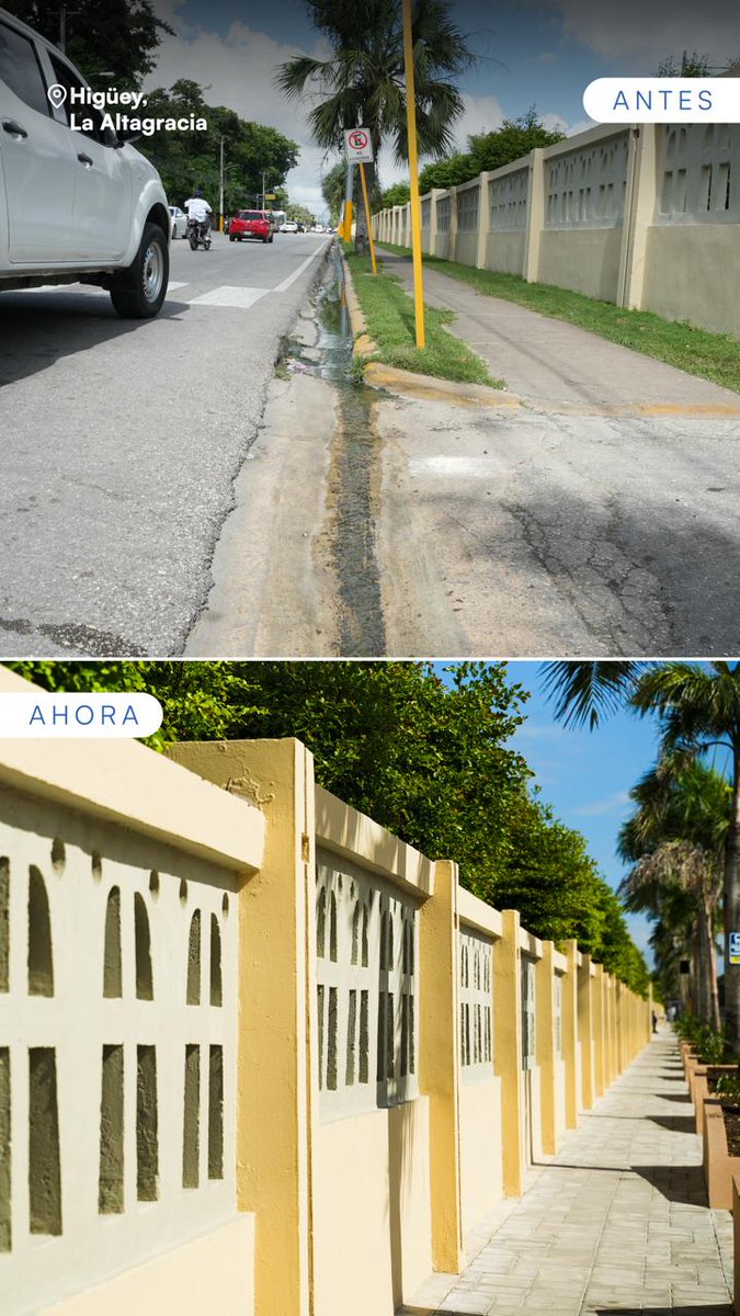 DavidColladoM's tweet photo. Con una inversión de RD$25.6 millones, la intervención ejecutada por CEIZTUR incluyó aceras adoquinadas, reconstrucción de contenes, jardineras, arborización, rampas de accesibilidad y nueva iluminación vial. https://t.co/sY6UBXlLWN