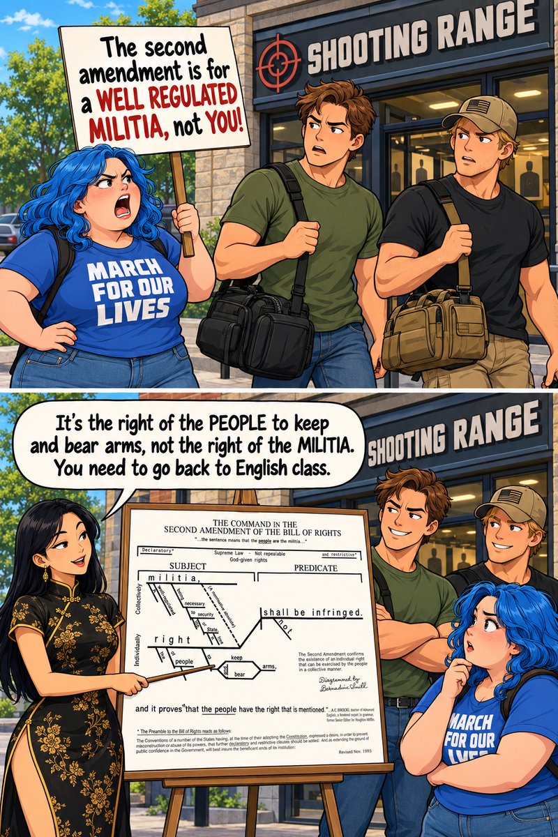ThePholosopherX's tweet photo. The PEOPLE have the right to keep and bear arms. The militia is just feature, not a mandate. https://t.co/bZUsjDVJhS