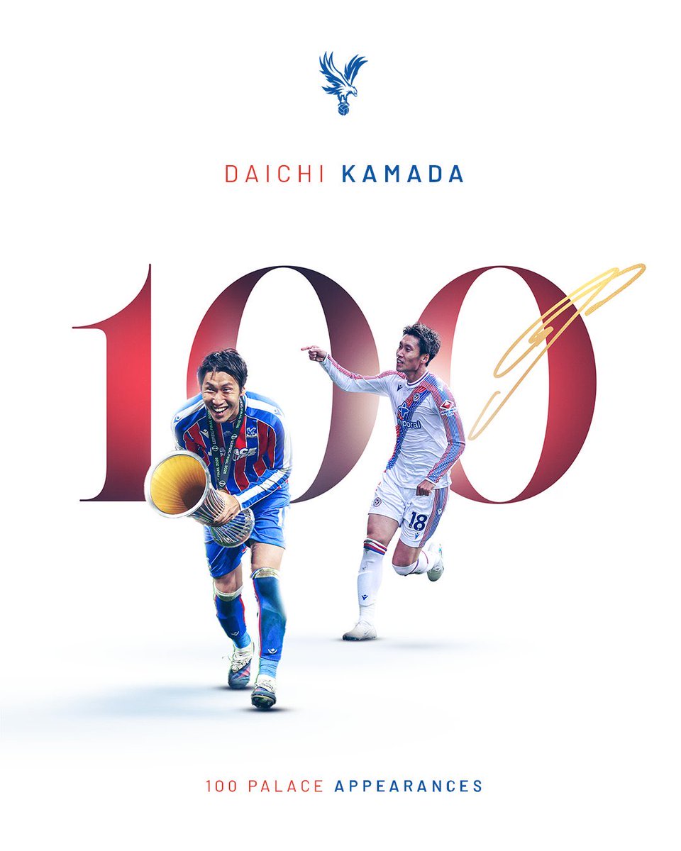 Fooootest's tweet photo. 🚨快挙🚨

鎌田大地がクリスタル・パレスで100試合出場達成🇯🇵🔥

📸@CPFC https://t.co/YA2FFzQ78z