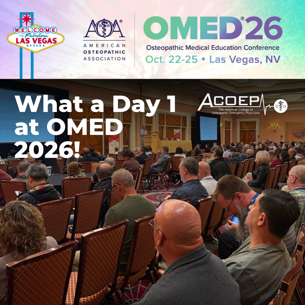 ACOEP's tweet photo. What a Day 1! 🙌 The EM track at #OMED2026 kicked off with a full room and three hands-on workshops:
🫁 Airway Management
🔊 Ultrasound-Guided Regional Blocks
🤲 OMT
Thanks to ACOFP and AOCA for inviting us. More to come!
#ACOEP #EmergencyMedicine #OsteopathicMedicine https://t.co/DtuhU5OPQi