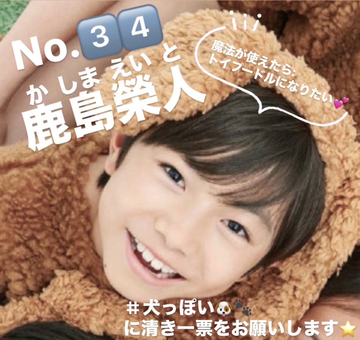 1125wan_'s tweet photo. No.3️⃣4️⃣
関西ジュニア  #鹿島榮人 くん🐶🐾

【犬っぽい】
に清き一票をお願いします꒰ ՞•ﻌ•՞ ꒱
#ジュニア大賞うちの子どうですか 
 #ジュニア大賞 https://t.co/f3QM9mkobn