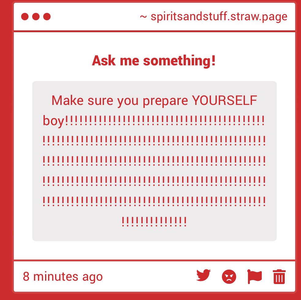 spiritsnstuff's tweet photo. Prepare for what?? I’m nervous. https://t.co/MXKOT6UNqD