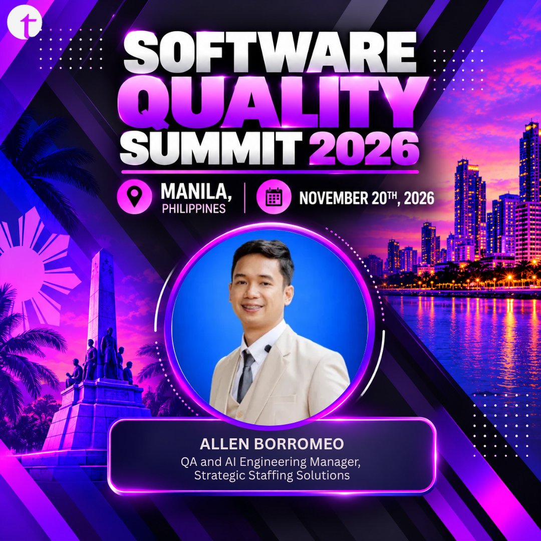 testingmindcon's tweet photo. How can AI move beyond demos and support real QA work?

Join Allen Borromeo of Strategic Staffing Solutions at Software Quality Summit Manila | 20 Nov 2026.

Explore the session: https://t.co/ccqwXpqPS0

#Testingmind #SoftwareQualitySummit https://t.co/p8QBAEAgCO