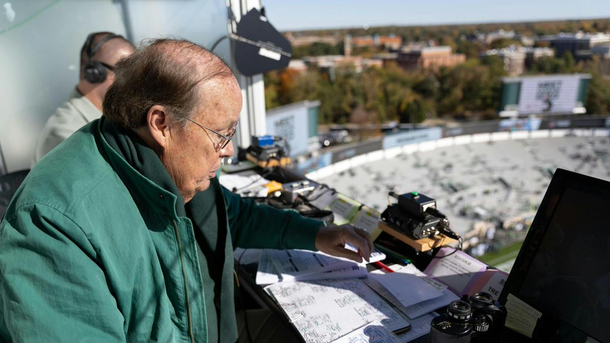 thesnews's tweet photo. MSU football play-by-play commentator George Blaha is celebrating his 50th season announcing the Spartans. At 81, Blaha said he still loves what he does and continues to rely on that passion, even though he knows his time behind the microphone will eventually come to an end.

Read more at the link in bio.