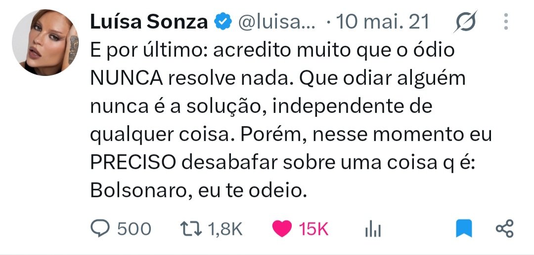 materialsux's tweet photo. chocou só quem força hate nela por engajamento, pq a Luísa Sonza SEMPRE foi bem posicionada politicamente e isso não é surpresa. https://t.co/cpMwqoQNLS