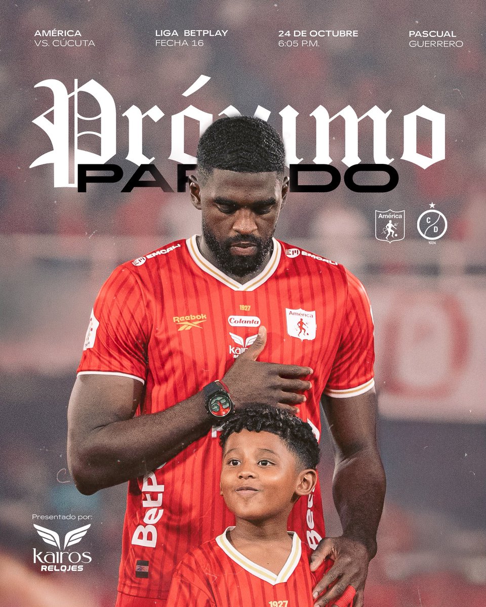 AmericadeCali's tweet photo. 🇦🇹 𝐏𝐫ó𝐱𝐢𝐦𝐨 𝐩𝐚𝐫𝐭𝐢𝐝𝐨 ⚔️

🏆 Este sábado, el Pascual nos espera. ¡Vamos juntos por la clasificación! 👹

🆚 Cúcuta Deportivo
📅 Sábado, 24 de octubre
🕕 6:05 p. m.
🏟️ Estadio Olímpico Pascual Guerrero
📺 Win Sports+ https://t.co/FNobe8R5yo