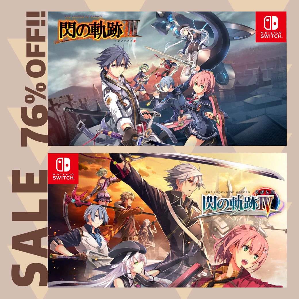 nihonfalcom's tweet photo. 📢セール情報
Switch『閃の軌跡Ⅲ』『閃の軌跡Ⅳ』76％OFF！
⏰11/4㊌23:59まで
🎮英雄伝説 閃の軌跡Ⅲ
https://t.co/1inLx16J8p
🎮英雄伝説 閃の軌跡Ⅳ
https://t.co/0moYmwVkxi
発売元：日本一ソフトウェア
#Switch #閃の軌跡 https://t.co/ngZtqMS1TG
