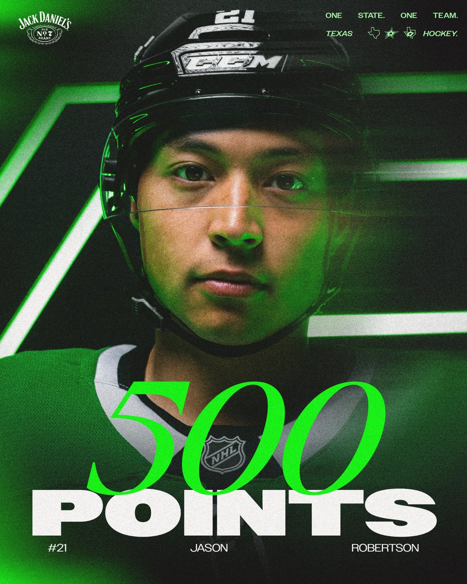 DallasStars's tweet photo. 500 career points, all in Victory Green ⭐️ https://t.co/vzBZZGY3kZ