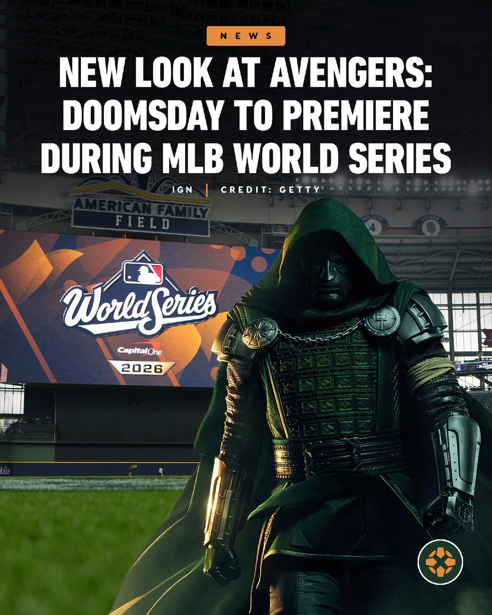 IGN's tweet photo. An exclusive preview for Avengers: Doomsday will drop during game one of the MLB World Series on October 23. https://t.co/E8yhrgBIpG https://t.co/fv8FxR9JM0
