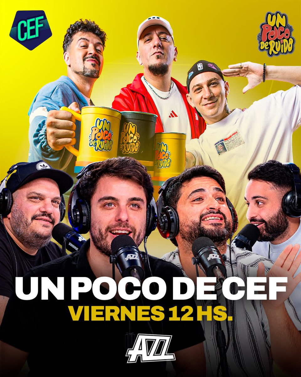 azzenstream's tweet photo. ¡Qué #UnPocoDeCef se nos viene!🎵
Sí, bandurria, la mesa más irreal y grosera del stream recibe a @pinkyrec, @djpipo10_, Damos y Santi Cairo de @UnPocoDeRuido para adelantar el finde de la Bandurria a puro teclado y cumbias.
¡Te esperamos para festejar nuestro programa 800 de #CEF!