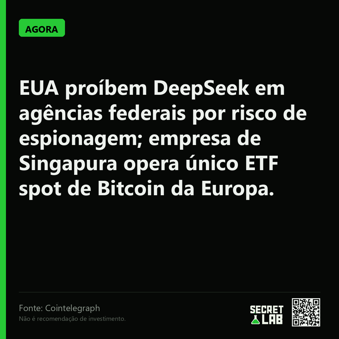 criptomemebr's tweet photo. 🇺🇸 Governo dos EUA bane um app, mas a conversa é sobre cripto na Ásia

EUA proíbem DeepSeek em agências federais por risco de espionagem; empresa de Singapura opera único ETF spot de Bitcoin da Europa.

(Cointelegraph) https://t.co/kZr4R9ak0u