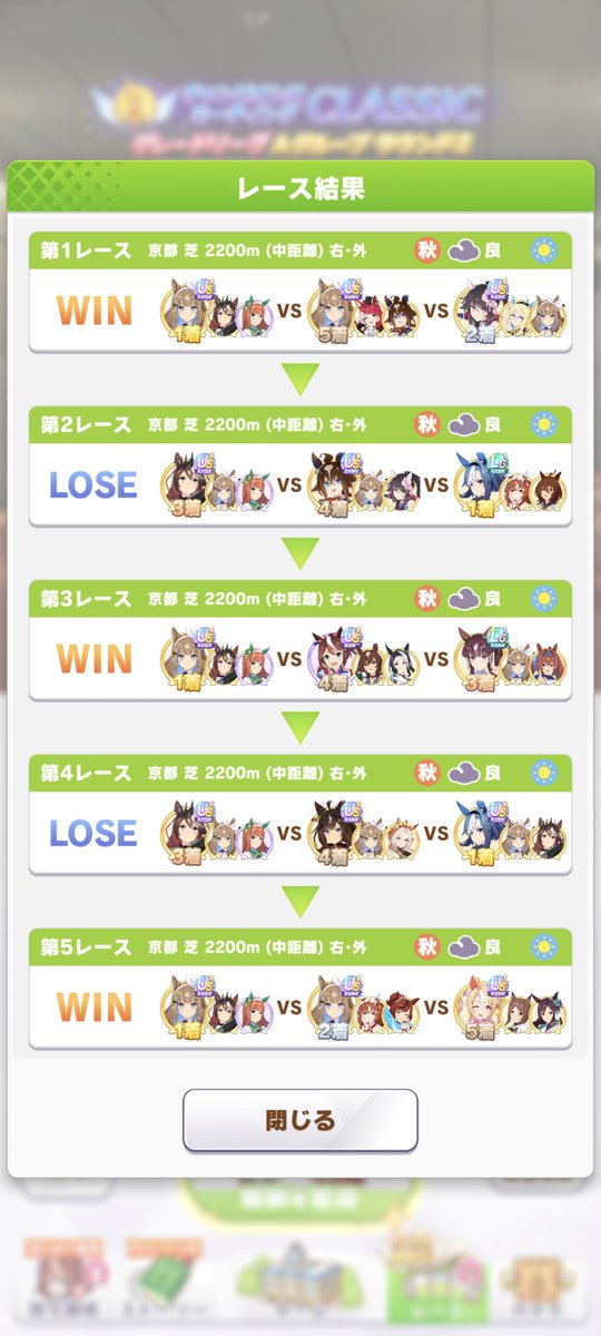 meganeya_'s tweet photo. チャンミ　エリ女ラウンド2初日
17勝3敗
２試合目からアモアイ更新してから安定してきた
勉強家だったが因子そんなにないので取り切れました・ https://t.co/NVoJBHITdg
