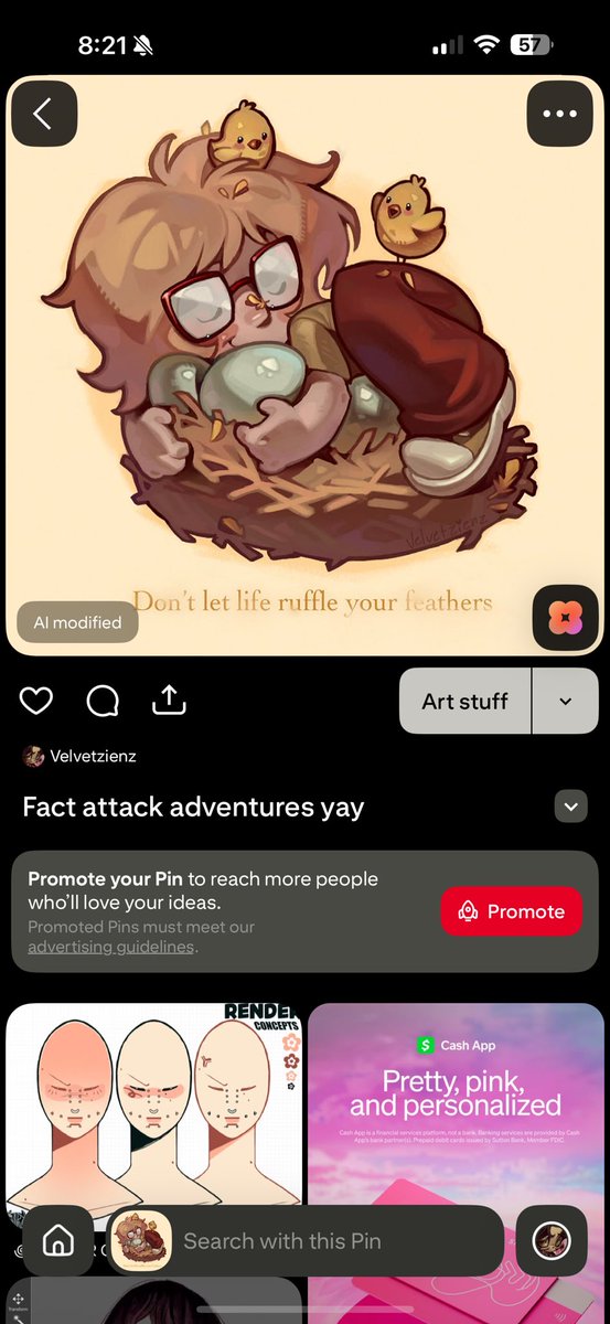Velvetzienzz's tweet photo. Dude I’m sick of Pinterest saying my art is ai modified ITS NOT STOPPP https://t.co/AuUlYBIKkb