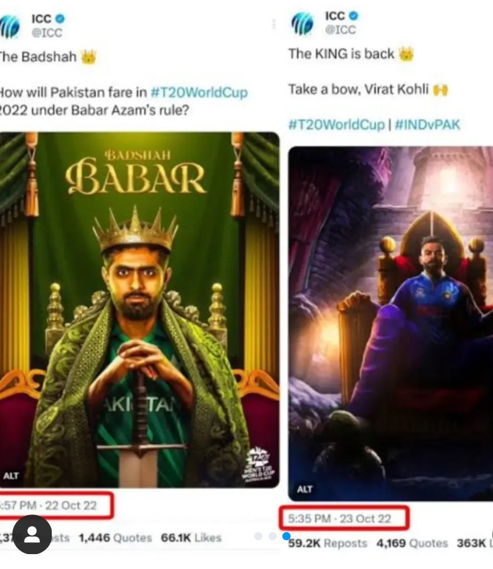 UnfilteredBoiX's tweet photo. 23rd October will forever belong to King Kohli! 👑 Before the match, ICC posted about Zimbabar. After the match, they deleted it and uploaded a new post. Even ICC had to correct the narrative and remind everyone who the real King of cricket is! 🔥 #INDvsPAK #PAKvsIND #INDvPAK https://t.co/PKwqVvcDq8