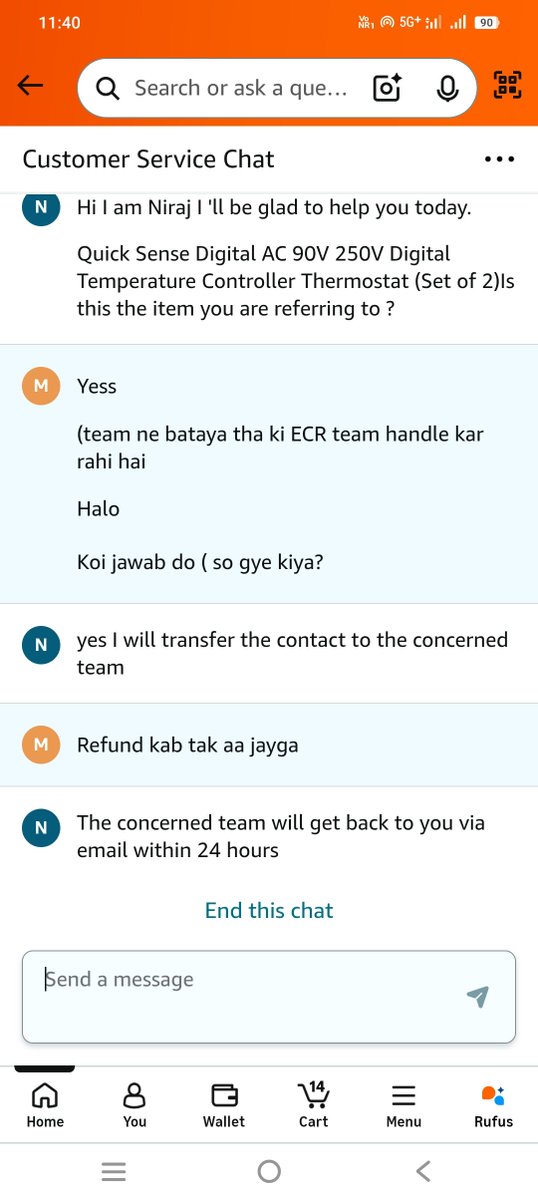 KoukabT53779's tweet photo. @AmazonHelp Whenever I speak to the team, I get the same response: an email will be sent within 24 hours. https://t.co/Qt7xezSB82