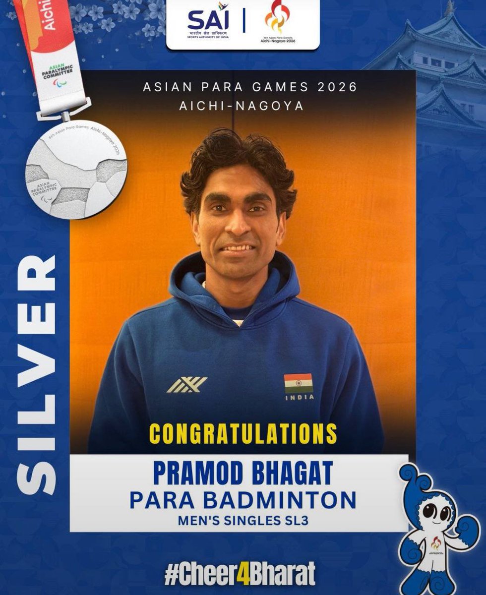 PandaJay's tweet photo. Heartiest congratulations to para-athletes from Odisha, Jayanti Behera, on winning Silver in the Women’s 400m T47 event; Pramod Bhagat, on securing Silver in Men’s Singles SL3 and Bronze in Mixed Doubles alongside Manisha Ramadass; and Payal Nag, alongside Sheetal Devi, on winning Silver in the Women’s Compound Doubles event at the #AsianParaGames2026.

#Cheer4Bharat