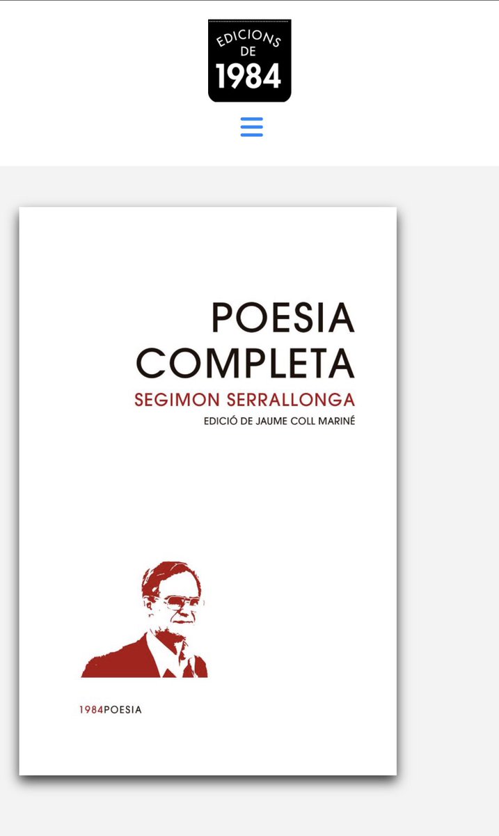 MontseAyats's tweet photo. 😍🎊📚 La poesia completa de #SegimonSerrallonga ja és a les llibreries gràcies a la feina d’en Jaume Coll i @Edicions1984 ! 👏👏👏 https://t.co/RE5RIuySp5
