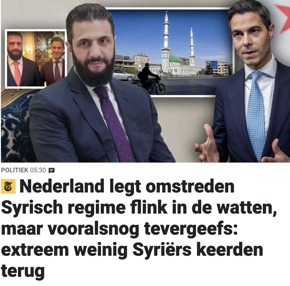 SimoneSays123's tweet photo. Goed nieuws. Van de naar schatting 160.000 Syriërs die (illegaal) in Nederland verblijven zijn er ongeveer 1800 vertrokken met een volle portemonnee. Nog maar 158.200 te gaan 😅

De overheid hoop(te) met flyers en bijeenkomsten (wat zouden deze campagnes kosten?), oprotpremie etc dat er meer vrijwillig zouden vertrekken. Hopen doe je op de WC. Zelfs Maxima werd recent ingezet, quote : "Premier Jetten poseerde eind september tijdens de VN-vergadering in New York nog glimlachend naast president Al-Sharaa. Ook koningin Máxima hielp mee bij de beeldvorming."

➡️https://t.co/N0akgmPLui