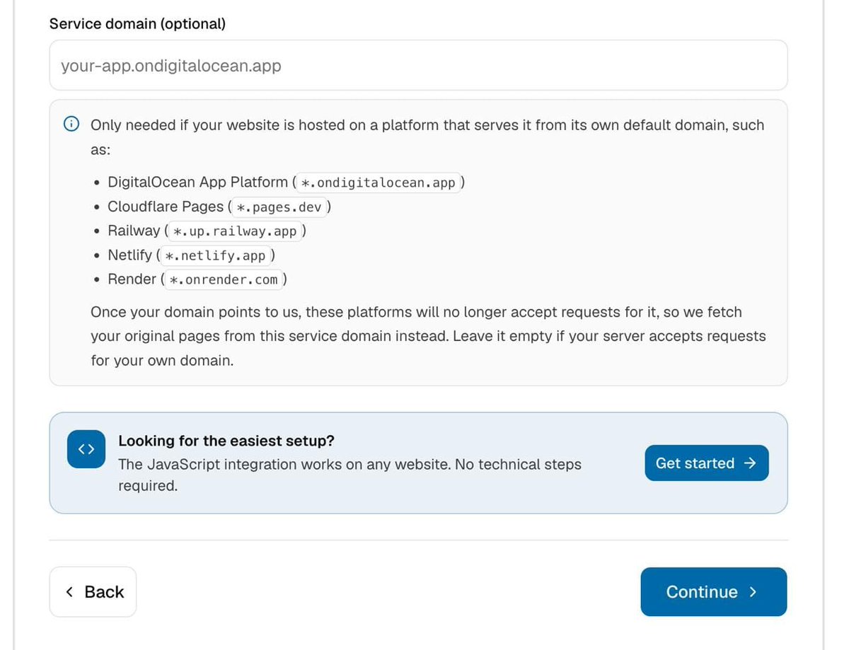 devhammed's tweet photo. I did something similar to Caddy reverse_proxy directive yesterday to solve the particular issue that happens when we need customers to point their custom domain to us but they are already hosted on a platform that needs the same thing or they are using Cloudflare with CNAME at apex level.

Boss is happy.

😇😇😇