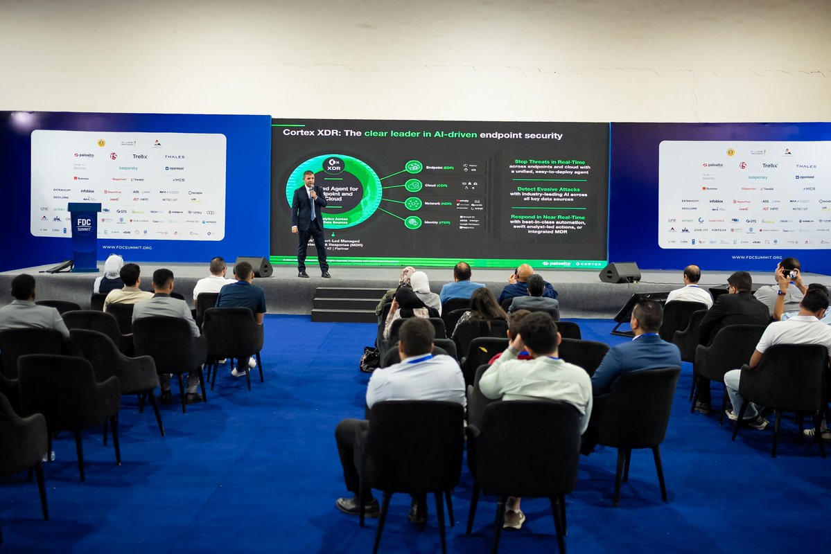 FDCSummit's tweet photo. Fighting AI with AI: Haisam Ghaly of @PaloAltoNtwks showed how XDR cuts the risk of AI-based attacks at #FDCSummit2026.
#FDCSummit #CyberSecurity #AI #XDR https://t.co/Val5YoZprM