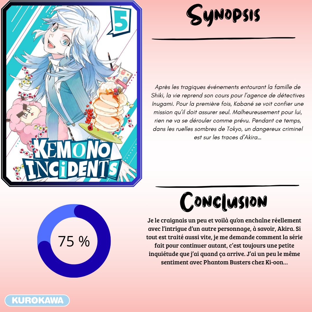 SRead26's tweet photo. 📚Kemono Incidents T5👹
Je suis un peu déçue de voir le prochain personnage mis en avant si tôt, j'aurais aimé un tome de pause.

https://t.co/npttVryGX1

💗 &amp; ↩️

#manga #lecturefr https://t.co/Q3viZFH6fc