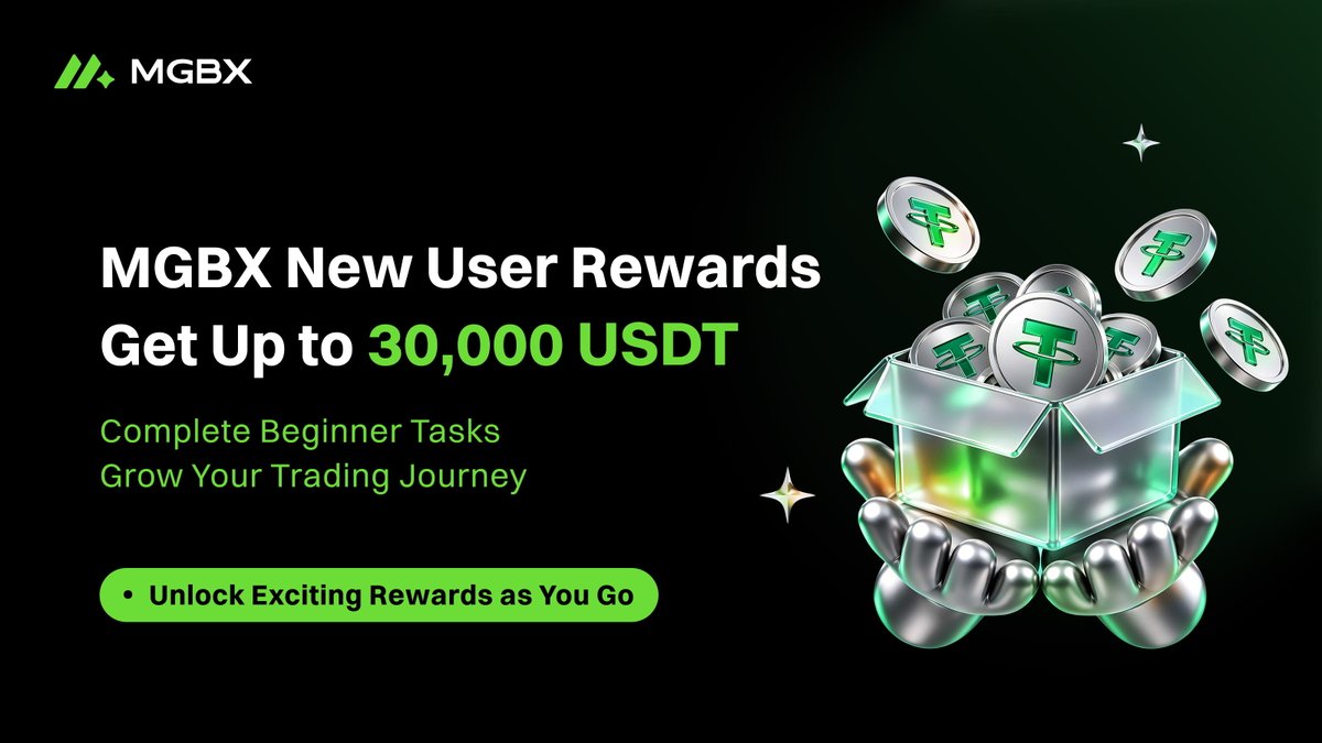 MGBX_Global's tweet photo. 🎁 MGBX New User Rewards
-Unlock up to 30,000 USDT per user!

Get Started & Earn!
✅ Complete starter tasks for up to 380 USDT in rewards.
✅ Unlock 12 trading reward tiers totaling up to 29,620 USDT!
👉 Join Now: https://t.co/Ry3Q0xYrLa

🎉 Giveaway: 10 winners × 20 USDT
1️⃣ Follow @MGBX_Global 
2️⃣ Like & repost
3️⃣ Comment with your MGBX UID