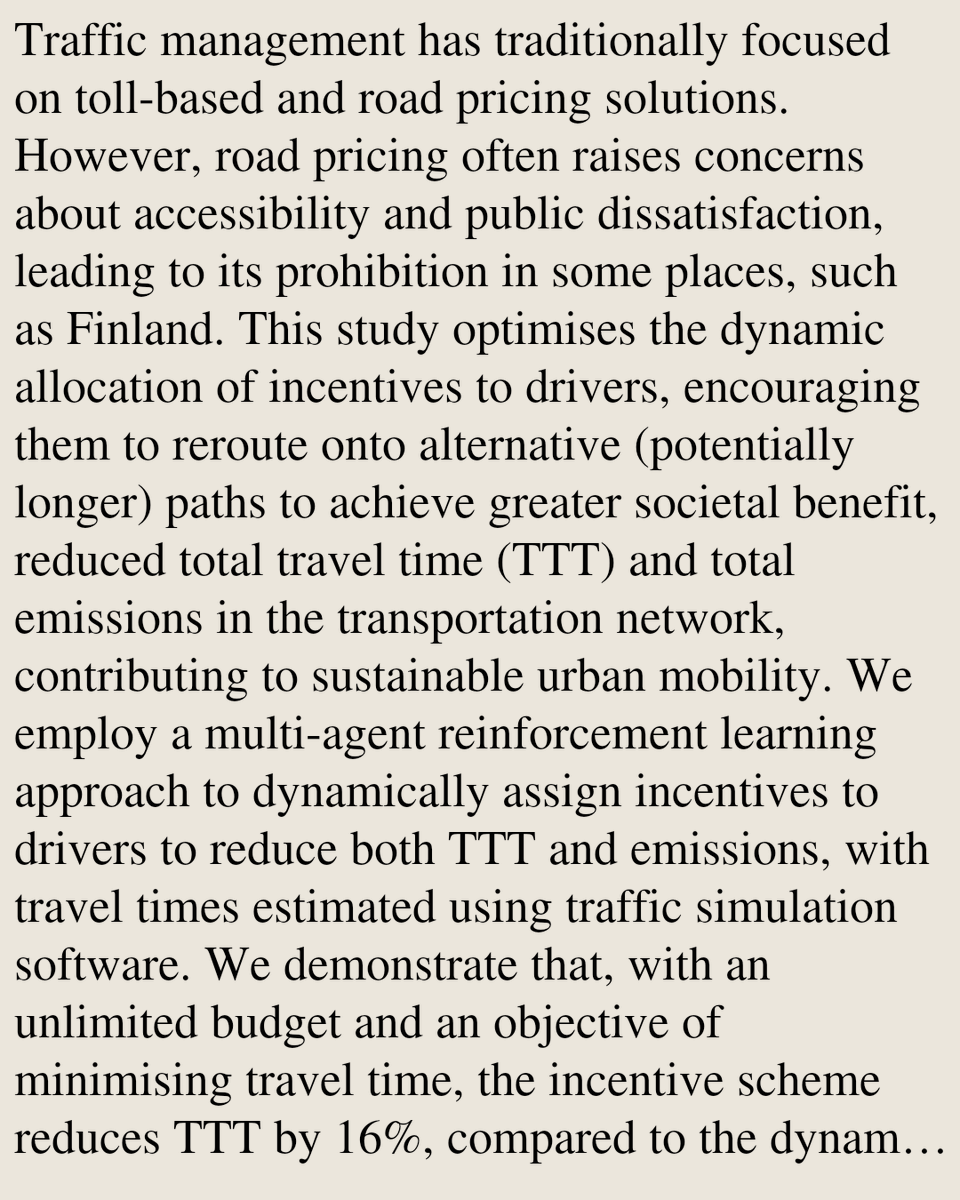 PIN's tweet photo. Learning to Incentivise: Using Reinforcement Learning for Sustainable Urban Mobility

Germán Pardo-González, Shaghayegh Vosough, Katerina Papadaki, Claudio Roncoli
https://t.co/mA0INCqFkO [𝚌𝚜.𝙼𝙰 𝚌𝚜.𝙻𝙶 𝚎𝚎𝚜𝚜.𝚂𝚈] https://t.co/VLaSzePiCW