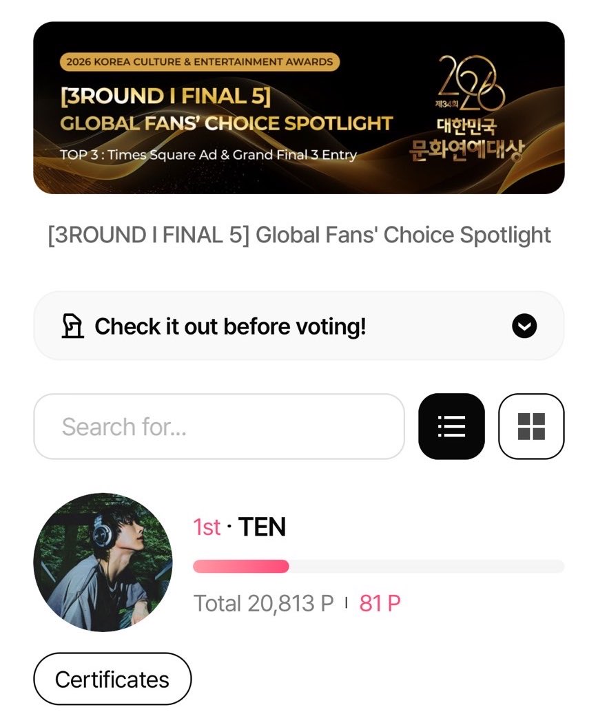 TENzenter's tweet photo. [VOTE RESULT]  
รางวัล GLOBAL FANS’ CHOICE – SPOTLIGHT ✨ 

🌟เตนล์เข้ารอบ TOP3 ค่ะ🥳

📌 โหวตรอบต่อไป รอบสุดท้าย  (Grand Final 3)
เปิดโหวตวันที่ 26 ต.ค. เวลา 9:00 น. (ICT)

🥇FINAL WINNER 🏆
จะได้ประกาศอย่างเป็นทางการ และมอบรางวัลในงาน 2026 Korea Culture & Entertainment Awards

เตรียมตัวก่อนรอบสุดท้าย💪🏻 มาเอารางวัลให้เตนล์กันค่ะ 10vely สู้ๆ💜✌🏻

#VoteForTEN #โหวตเพื่อเตนล์
#TENLEE #เตนล์ #TEN #텐 #李永钦 #テン