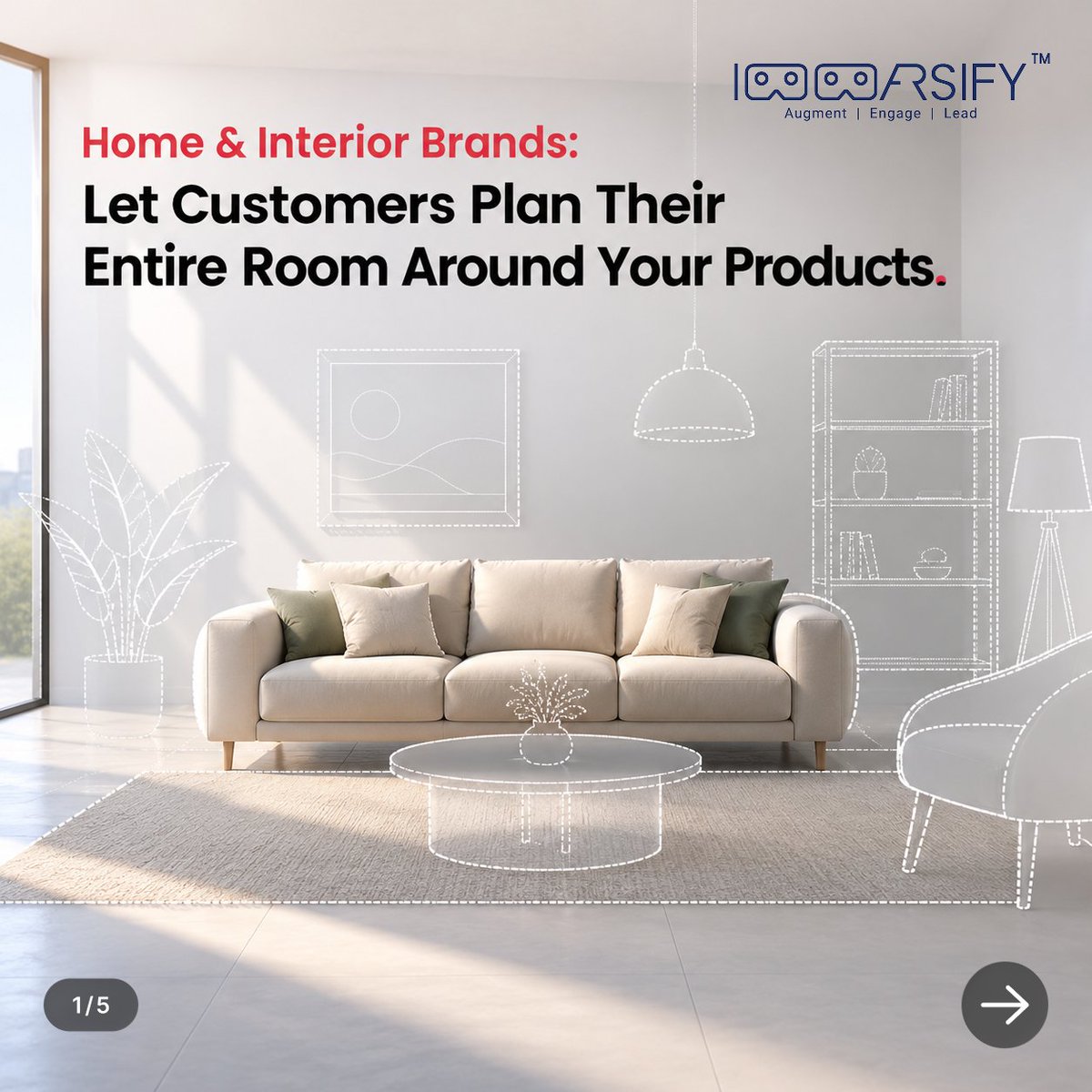 ipangram's tweet photo. 🛋️ Home &amp; Interior brands: Customers see your sofa. But can they picture the whole room?
Furniture, colours, finishes– all working together.
Help them visualize the complete space with Immarsify™ AR.
Don't leave the room to imagination.
#HomeAndInterior #FurnitureBusiness https://t.co/HPiEcrfh3f