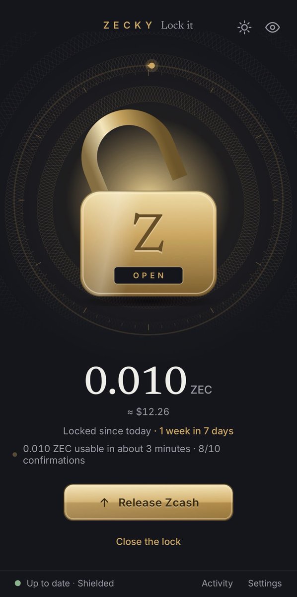 zeckyapp's tweet photo. Locked or Open.

$ZEC or ZATS

Your choice.

$ZEC https://t.co/DrA5DWhcKN