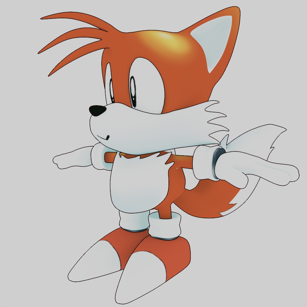 SoihanP's tweet photo. Classic Tails model in maya!! https://t.co/lJZxHLggwl