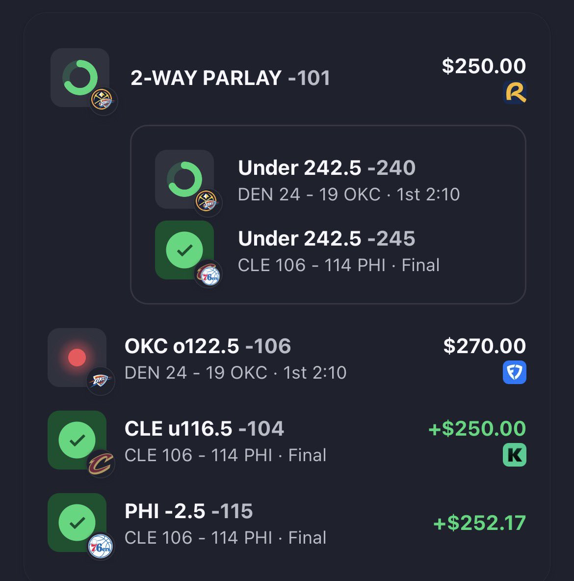 lykillo's tweet photo. DAY 2 NBA CARD UPDATE! 🏀🔥

PHILLY JUST PULLED OFF AN INSANE COMEBACK FROM 25+ POINTS DOWN! 🤯

WHAT A GAME!!

That comeback helped us cash some of our picks, and the Day 2 card is looking a whole lot better now! 💰 https://t.co/PX8arklCSP