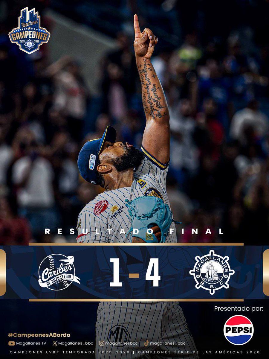 Magallanes_bbc's tweet photo. ¡𝗛𝗮 𝗴𝗮𝗻𝗮𝗱𝗼 𝗲𝗹 𝗠𝗮𝗴𝗮𝗹𝗹𝗮𝗻𝗲𝘀! ⛴️💪

A dormir felices… 😁

#Magallanes #Campeonesabordo https://t.co/LvoqXr2sF8