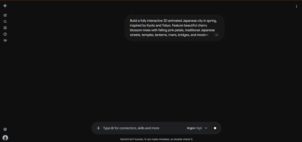 DivyV80341's tweet photo. I gave Gemini Argon one job: build a 3D website. 🌸

Gemini: goes completely silent 💀

Is this a glitch or did I break the AI? 😂 https://t.co/KfmyKsZehp