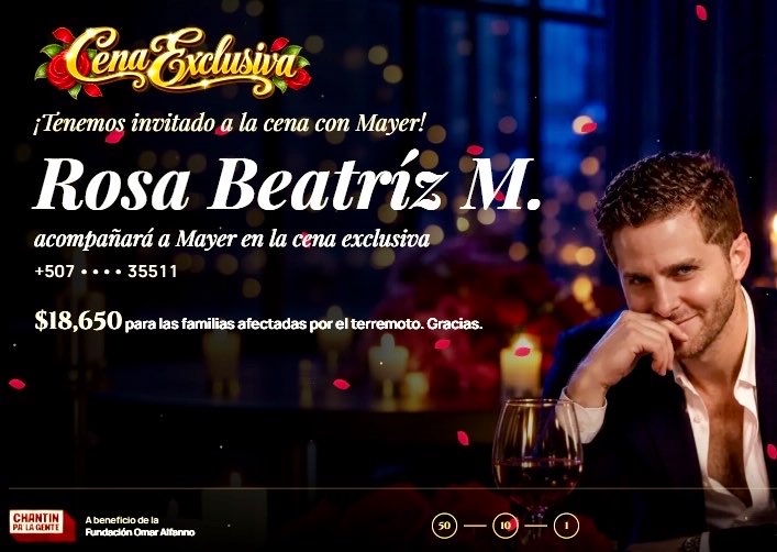 Mayer's tweet photo. Cerramos la rifa con $18k que van directos pa chantin pa la gente! Felicidades Rosa de Cocle, cenaremos el viernes 🔥🌹❤️🍷 https://t.co/6wDx2aPNzo