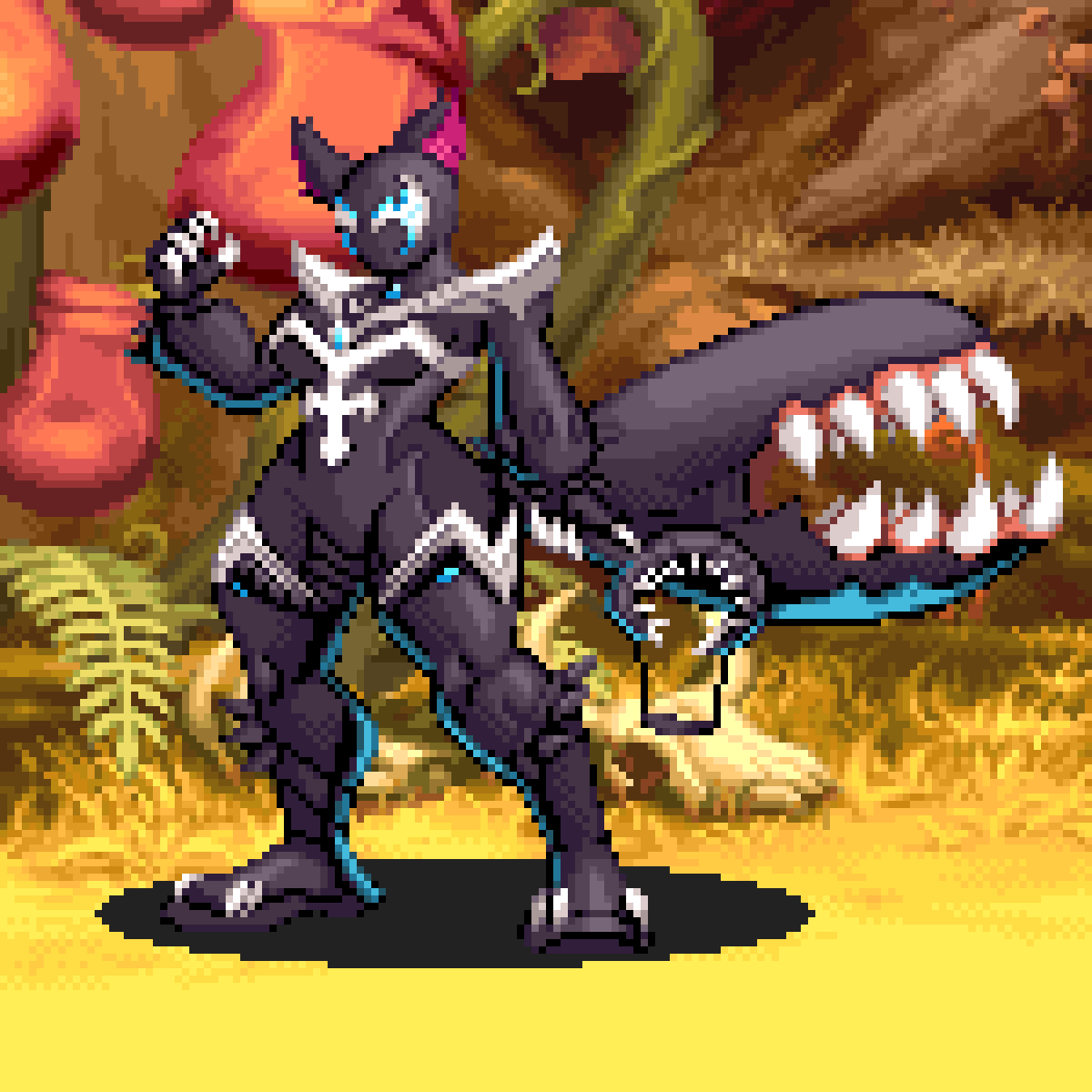 NakamangaHikari's tweet photo. Work done for @RenGod05 
Symbiote Squirrel Girl from #MarvelRivals 

#pixelart #fanart #cps2 #crt #spritework https://t.co/MjFBA0cPPD
