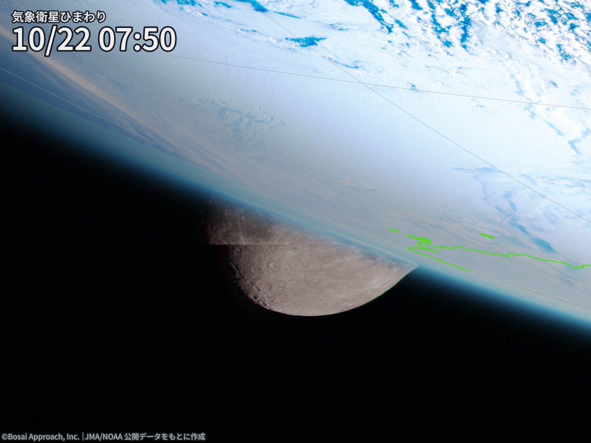 minbou_memo's tweet photo. 気象衛星ひまわりの観測画像に、2日連続で月が写り込んでいました。

見やすいように拡大し、明るさを調整しています。 https://t.co/HkFJrA6rKG