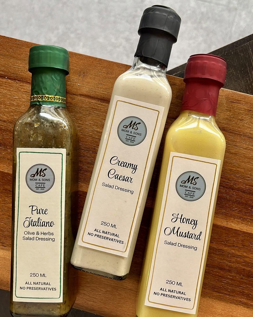 rincess759107's tweet photo. Fresh, flavorful, homemade salad dressings at MOM &amp; SONS’ Café. Italian, Creamy Caesar, and Honey Mustard, made with real ingredients and no preservatives. Full flavor, no fillers. https://t.co/q8Sf5YGAdl