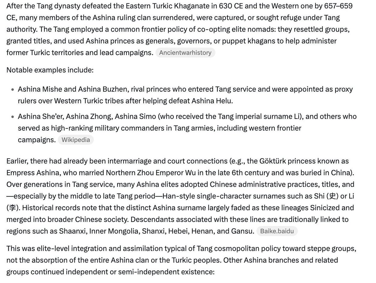 cujakk's tweet photo. @VaderSultan @HellenicEchoes Dude, the ancient Turks are the Ashina clan, China crushed them and then rapеd them, many of them adopted Chinese name 

You are more likely to encounter the descendant of Ashina Khans in China than in Turkey.

China is more Turkish than you, i dont know what to call you now https://t.co/LGH8nDqjlK