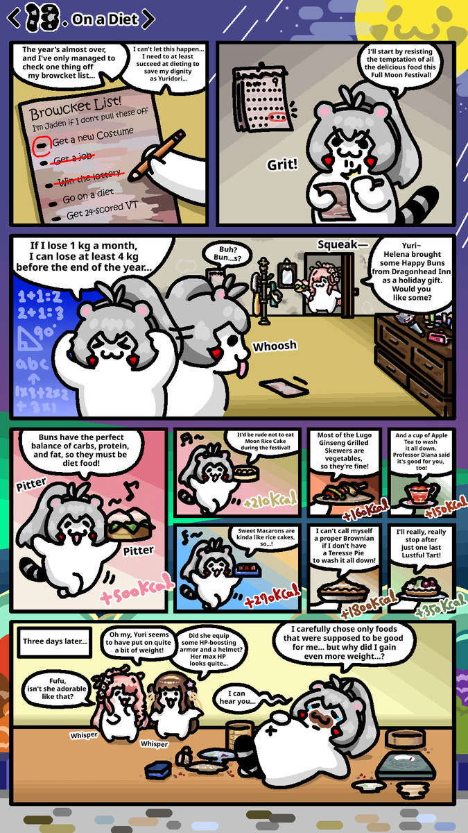 BROWNDUST2_EN's tweet photo. 📕BrownDust2 4-Panel Comics -【On a Diet】

HP-boosting armor and a helmet, equipped by sheer miracle logic?!
This isn’t dieting, this is bulking up... 🤣
Still, in her Master’s eyes, Yuri can do no wrong~~ 🤍

Written by @_wagu_wagu_ 

#Comics https://t.co/9bMl1xQI5j