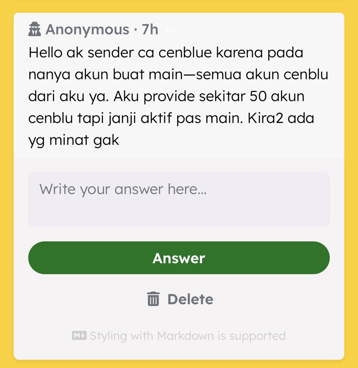 infoCAmins's tweet photo. Karena banyak kontra, aku tambahin menfess sendernya ya. Ini sendernya baru kirim lagi. Jadi dia yang bakal sediain cenbluenya https://t.co/8asuJCRJQ0