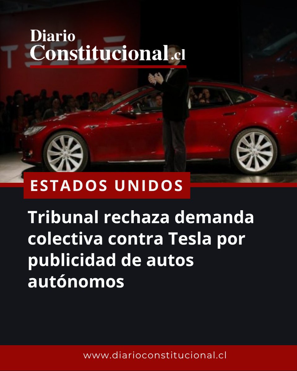 DiarioConst's tweet photo. ⚖️ Tribunal de apelaciones de EE.UU. anula la autorización para tramitar colectivamente demandas contra Tesla por presunta publicidad engañosa sobre conducción autónoma. El fallo no resuelve el fondo del caso.

https://t.co/RNvPJzoH9w https://t.co/i2KW3onLjo