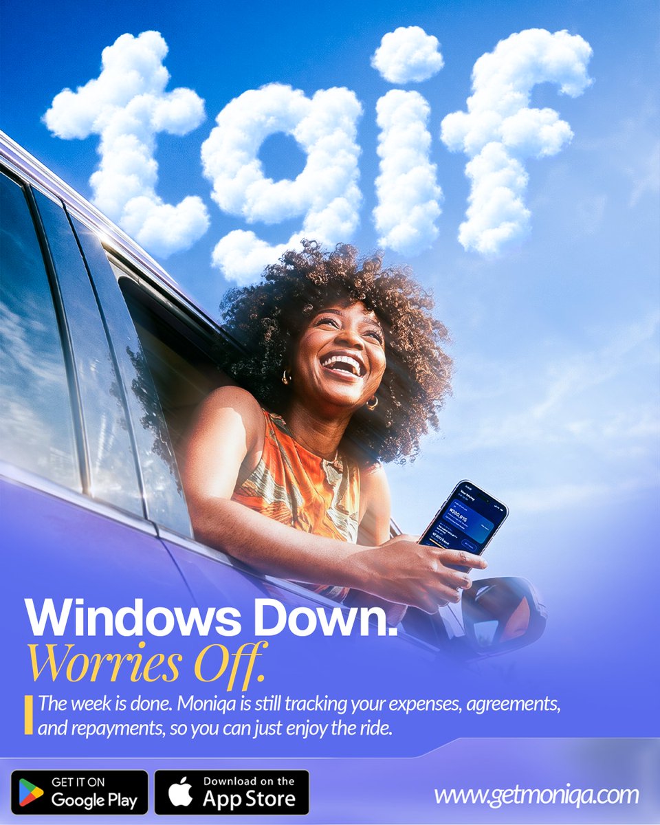getmoniqa's tweet photo. Windows down, worries off. TGIF! 🥳 
Moniqa is tracking your expenses and agreements so you can just enjoy the ride. 

#moniqa #TGIF #fintech #personalfinance #weekend https://t.co/a04s3gPUAy